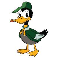 Duck with hat and tie on white background vector