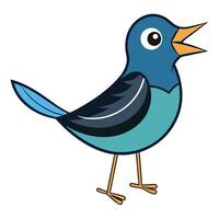 A cartoon blue bird with a beak and wings vector