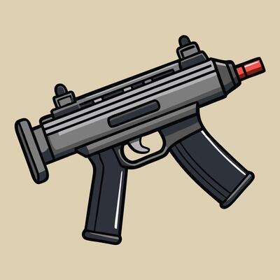 An image of a gun on a beige background