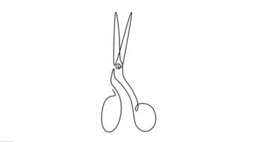 Continuous line drawing Animated Scissors. video