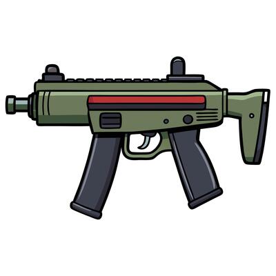 An mp5 gun with a red stripe on it