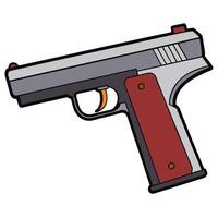 A gun with a red and gray handle on a white background vector