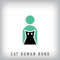Different cat and human bond logo design. Creative animal meeting design, corporate identity. vector