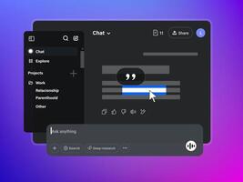 Reply features in Ai chat. Web browser with Artificial intelligence chatting text on screen. illustration vector