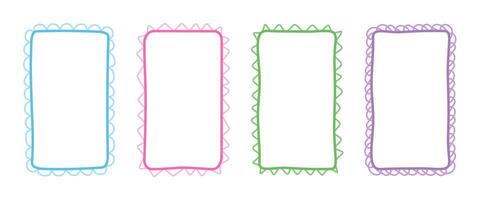 Set of groovy wavy frame Retro aesthetic zigzag color border vector