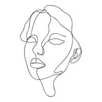 minimalist line drawing of woman face, showcasing elegant features and flowing lines. This artistic representation captures beauty and simplicity in unique way vector