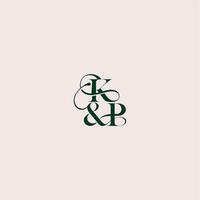 bold serif initial calligraphy wedding concept monogram letter elegant and luxury concept KP vector