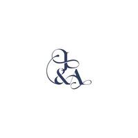 bold serif initial calligraphy wedding concept monogram letter elegant and luxury concept JA vector
