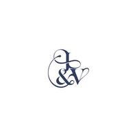 bold serif initial calligraphy wedding concept monogram letter elegant and luxury concept JV vector