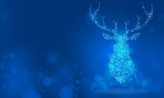 Abstract blue color Happy new year and Christmas card with Magic Deer gold color background vector