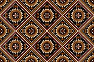 Geometric ethnic seamless pattern on black background,geometric ethnic flower seamless pattern. vector