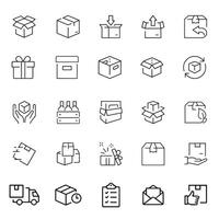 Delivery boxes and package, thin line icon set. Symbol collection in transparent background. Delivery service icon set. vector