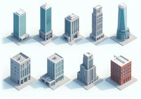 A set of different buildings in different shapes photo