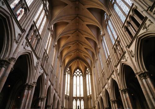 A large cathedral with many arches and windows photo
