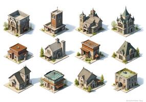 A set of different buildings and structures photo