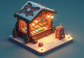 Christmas market 3d illustration photo