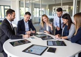 Business people working together in an office photo