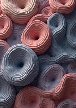 A close up of a bunch of different colored wavy shapes photo