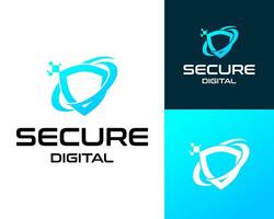 Logo design about technology digital security shield. vector