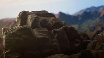 Remote mountain wilderness with rocky cliffs and sweeping vistas, offering a perfect escape into nature. The fresh air and scenic background create an ideal environment for adventure. video