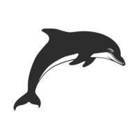 Silhouette of a dolphin, rendered in a solid dark color against a clean white backdrop vector