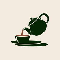 A teapot pouring tea into a teacup, presented in a minimalist style vector