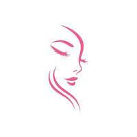 Elegant pink line art of a woman's face vector