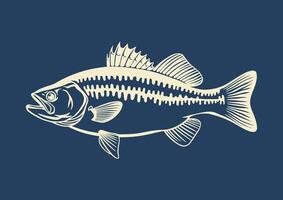 Illustration of a fish in profile, rendered in light lines on a dark background vector