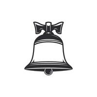 Monochrome illustration of a classic bell with a bow, rendered in a bold, graphic style vector