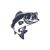 Silhouette of a largemouth bass, rendered in a solid dark color against a clean white backdrop vector
