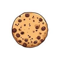 Chocolate chip cookie, depicted from a top-down perspective against a white background vector