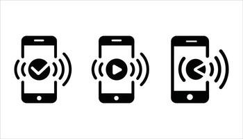 Phone Vibration Icons. Incoming Call, Notification, and Alert Symbols vector