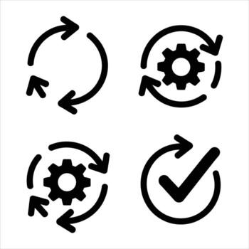 Gear and Rotation Icons for Workflow and Settings vector