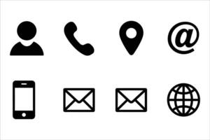 Contact Icons Set. Phone, Email, Location, Web, and Communication Symbols vector