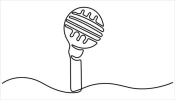 Vintage Microphone Continuous One Line Drawing. Continuous One Single Line Drawing Retro Microphone Logo Icon, Tattoo, Illustration Concept. vector