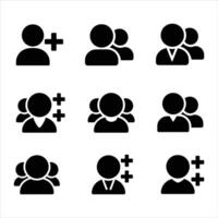 Add Friend and Group Icons. People, Social Network, and Community Symbol vector