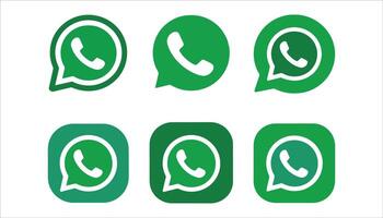 Messaging App Icon Set. Green Chat and Call Icons. WhatsApp Style Communication Symbols vector