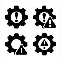 Warning Gear Icon with Exclamation and Alert Symbol vector