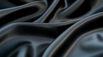Black satin fabric with folds and folds photo