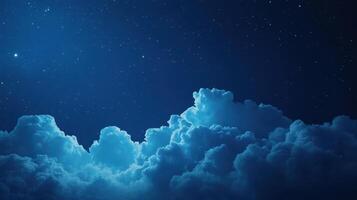 A serene night sky filled with clouds and stars, evoking tranquility and wonder photo