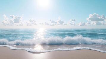 A serene ocean view with gentle waves and a bright sky photo