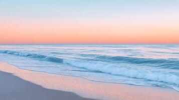 A serene seascape at sunset, showcasing gentle waves and a pastel sky photo