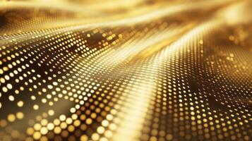 A shimmering golden fabric with a dotted pattern, creating a luxurious and elegant appearance. photo