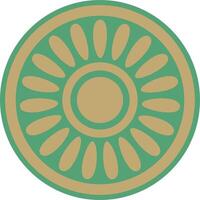 round Assyrian gold with green ornament. Circle, border, frame of Mesopatamia. Pattern, ring of the ancient East. vector