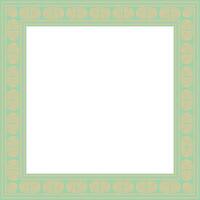 square European gold with green ornament. Rectangular pattern, circle, ring of the Middle Ages. Revival border. Decorations of palaces and churches vector