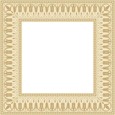 gold square classic greek meander ornament. Pattern of ancient Greece. Border, frame of Roman Empire