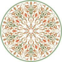 colored Turkish classical circle ornament Green with gold on a white background muslim round pattern vector