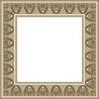 square Assyrian gold and black ornament. Rectangle, border, frame of Mesopatamia. Pattern of the ancient East. vector