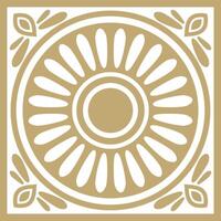 square Assyrian gold and green ornament. Rectangle, border, frame of Mesopatamia. Pattern of ancient East. vector