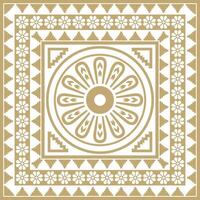 square Assyrian gold ornament. Rectangle, border, frame of Mesopatamia. Pattern of the ancient East. vector